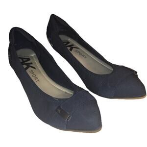 Anne Klein Shoes Sport Womens 8 M Ballet Flats Black Fabric Slip On Pointed Toe